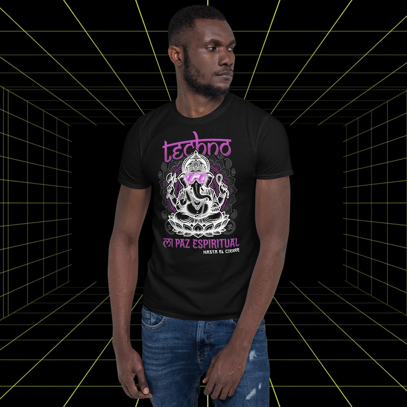 Camiseta rave Mi Paz Espiritual negra vista frontal